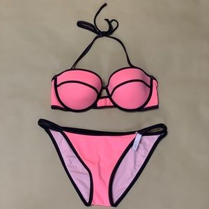Bright peach two piece bikini swimsuit